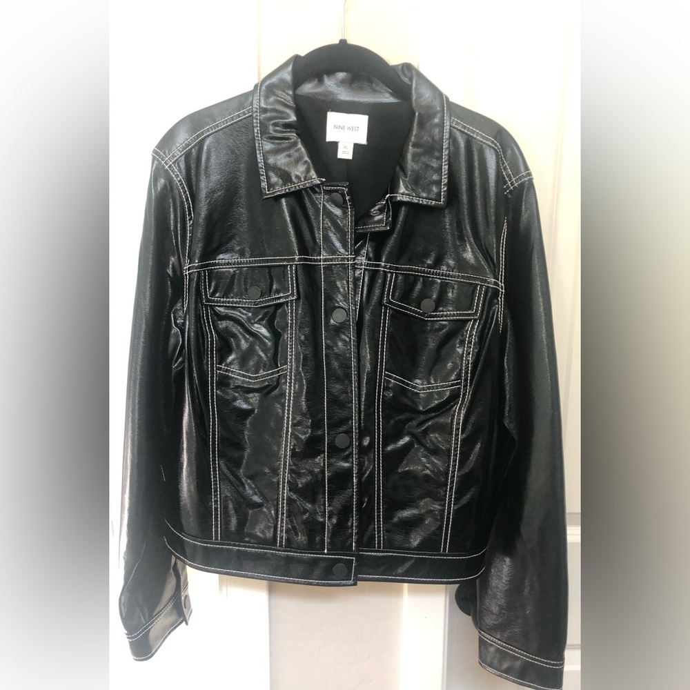 Nine West Black Vinyl Like Jacket